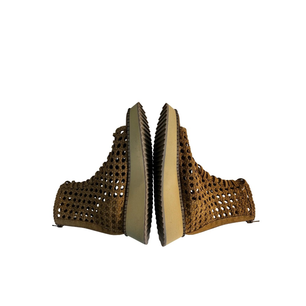 Free People Luca Lace Up Gladiator Sandals Size 7 Brown Woven Suede Zip Back - Picture 7 of 12